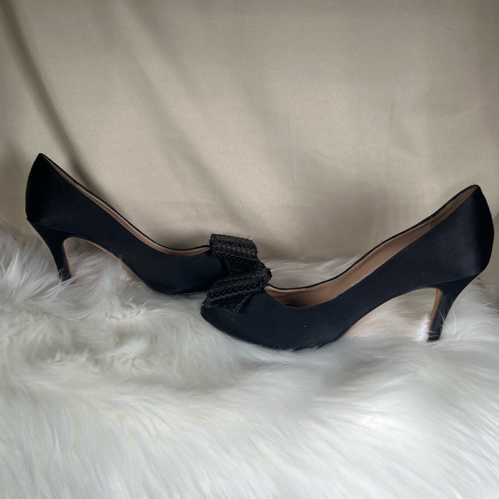 Kate Spade Black Peep-Toe Heels with Bow - Picture 2 of 6